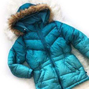 Teal Ombré Puffer Jacket